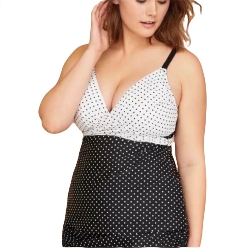 SWIM by Cacique Polka Dots Tankini